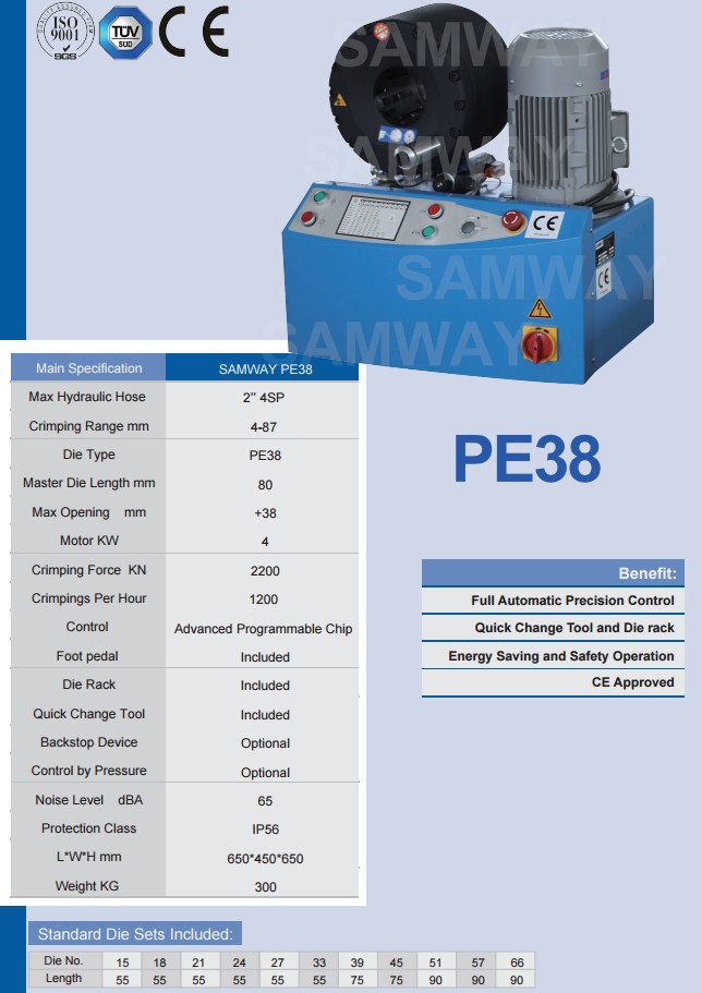 Обжимной станок РВД высокой точности - SAMWAY PE38 (108-172) - 2