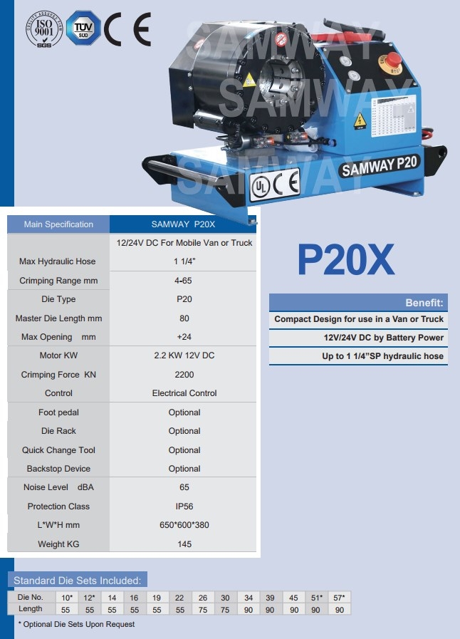 Обжимной станок РВД для передвижных фургона или тележки SAMWAY P20X 12/24V (108-203) - 1