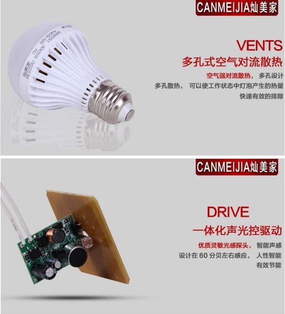 Светодиодные лампы LED-E27 (с датчиком тепла и автоматические - включение от звука) (101-207) - 2