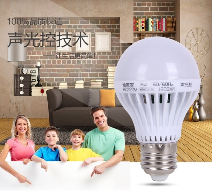 Светодиодные лампы LED-E27 (с датчиком тепла и автоматические - включение от звука) (101-207)